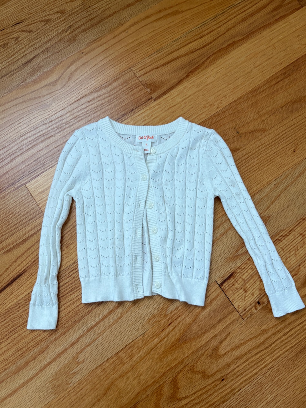 Cat & Jack White Knit Button-Front Cardigan